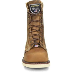 Carolina Men's Amp USA 8" Steel Toe Slip Resist Work Boot -Brown- CA7505 -Outlet The Rugged Boots Store CLA 008 ca7505